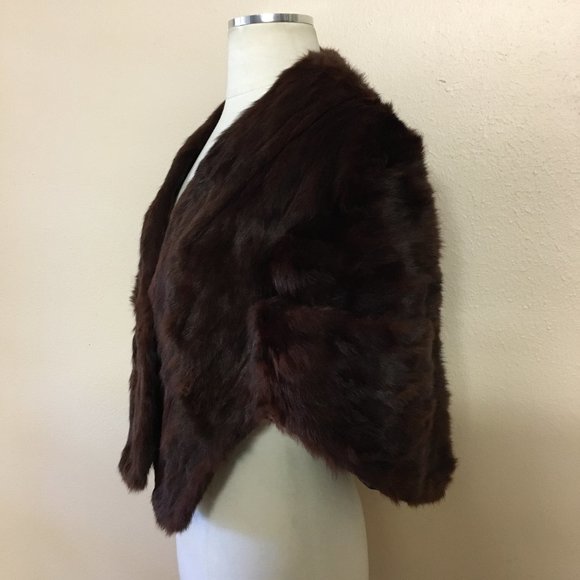 Vintage Fur Salon Striplings Dark Brown Rabbit Fur Cape Shawl cover Formal party - Picture 6 of 14